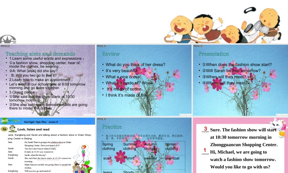 八年级英语下册 Unit8 Beautiful Clothes Topic 3 Section A课件 仁爱版 课件