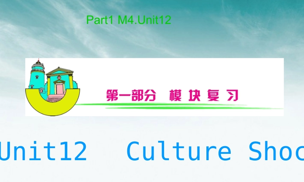 安徽省高三英语 M4Unit12　CultureShock复习课件