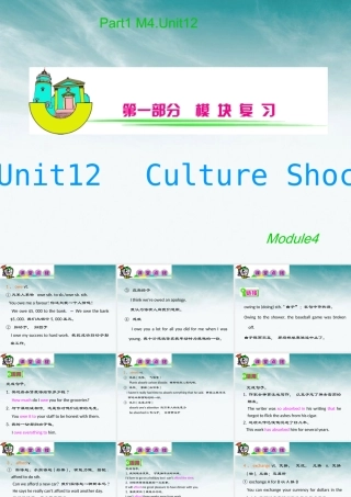 安徽省高三英语 M4Unit12　CultureShock复习课件
