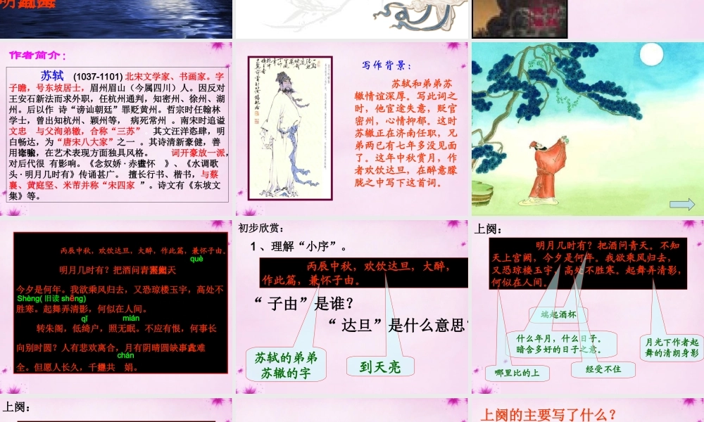 吉林省长春市八年级语文下册 第3课(词两首)之水调歌头课件3 长春版 课件