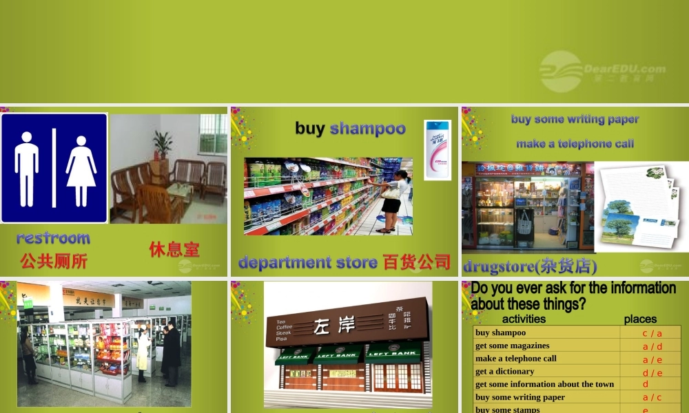 九年级英语全册 Unit 11 Could you please tell me where the restrooms are课件2 人教新目标版 课件