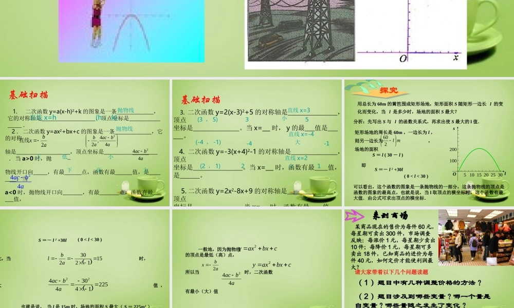 九年级数学上册 223 实际问题与二次函数课件1 (新版)新人教版 课件
