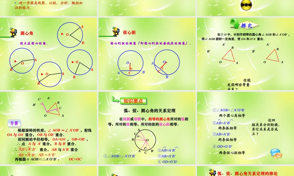 九年级数学上册(2413 弧、弦、圆心角)课件1 (新版)新人教版 课件