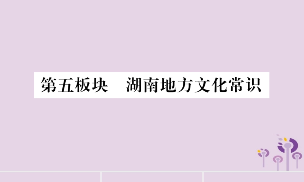 中考历史复习 第一篇 教材系统复习 第5板块 湖南地方文化常识(习题)课件