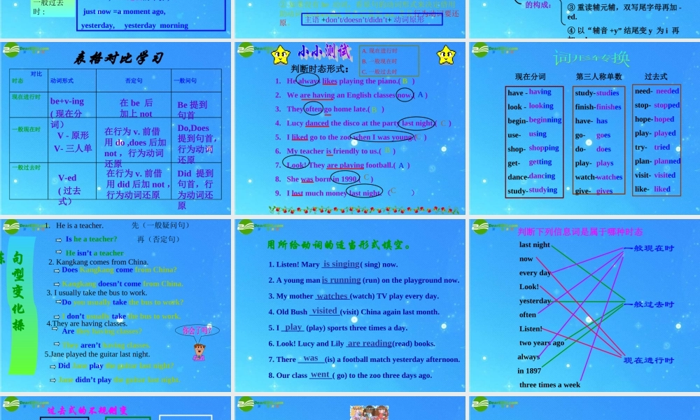 七年级英语下册 三大时态专题课件 人教新目标版 课件