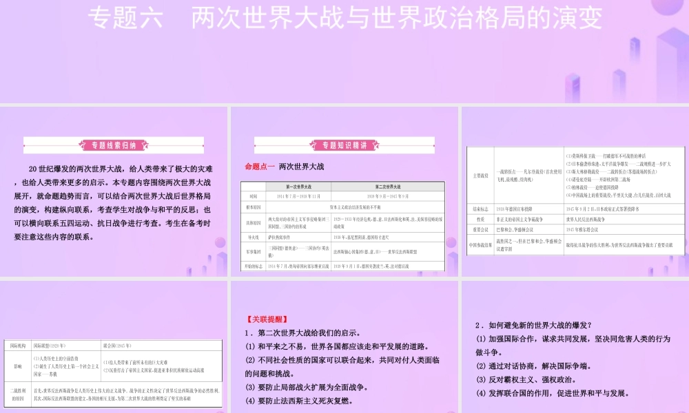 中考历史复习 专题六 两次世界大战与世界政治格局的演变课件
