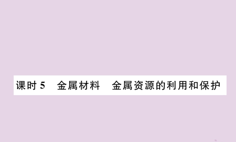 中考化学总复习 第1编 主题复习 模块1 身边的化学物质 课时5 金属材料 金属资源的利用和保护(精讲)课件