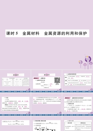 中考化学总复习 第1编 主题复习 模块1 身边的化学物质 课时5 金属材料 金属资源的利用和保护(精讲)课件