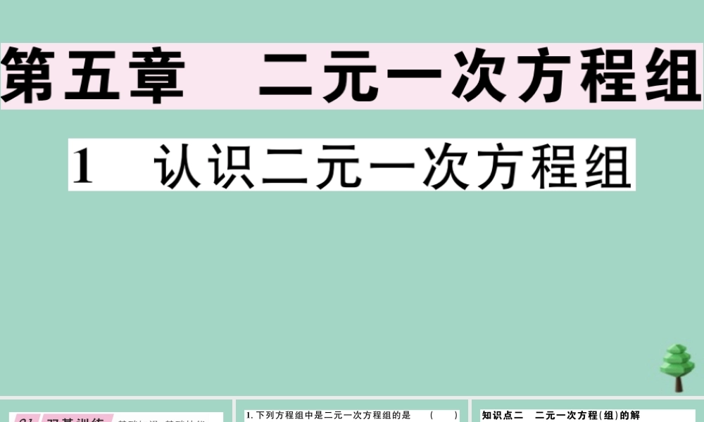 八年级数学上册 第五章(二元一次方程组)5.1 认识二元一次方程组作业课件 (新版)北师大版 课件