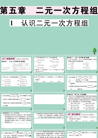 八年级数学上册 第五章(二元一次方程组)5.1 认识二元一次方程组作业课件 (新版)北师大版 课件