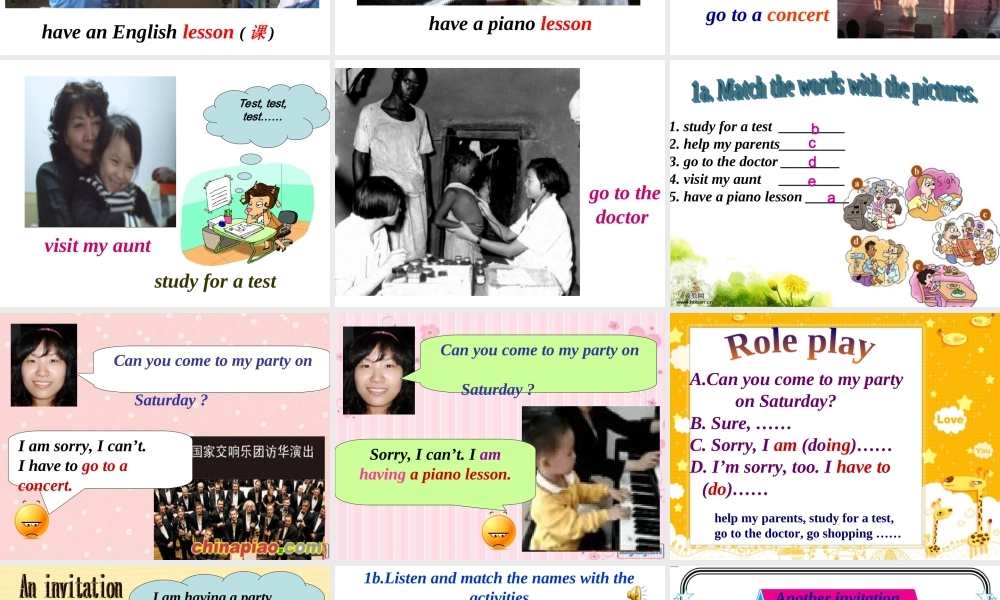 八年级英语上unit 5 Can you come to my party 1a-2c课件人教版 课件