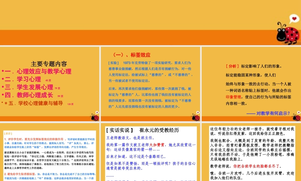 初中语文 骨干教师培训心理效应与教学心理学习课件