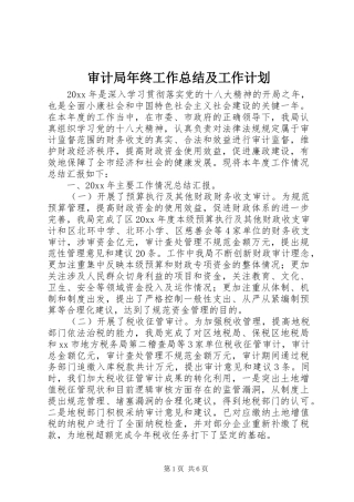 审计局年终工作总结及工作计划