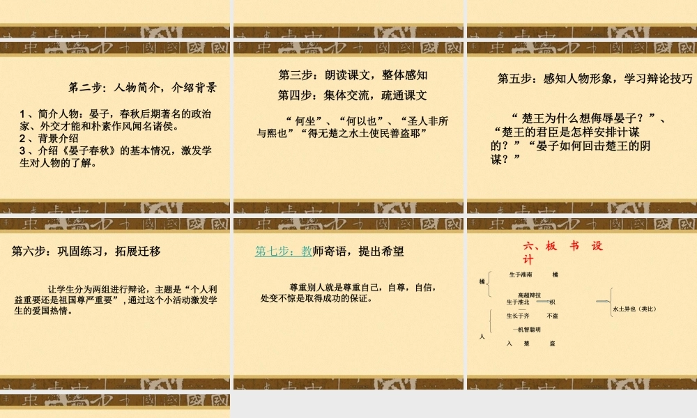 八年级语文下册 (晏子使楚)教学课件 河大版 课件