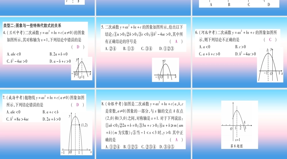 九年级数学下册 小专题(一)二次函数图象与字母系数之间的关系作业课件 (新版)湘教版 课件
