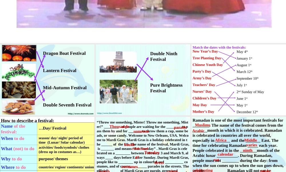 人教版高一英语Unit14 Festivals2 课件