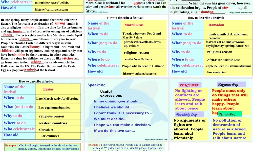 人教版高一英语Unit14 Festivals2 课件