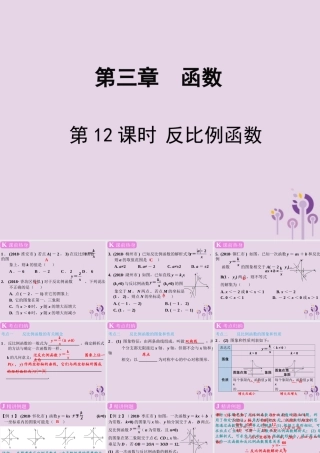 春中考数学复习 第3章 函数 第12课时 反比例函数课件