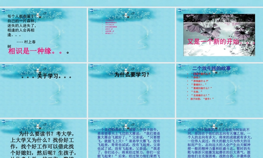 中学主题班会 树立理想(看重自己 尊重他人)课件