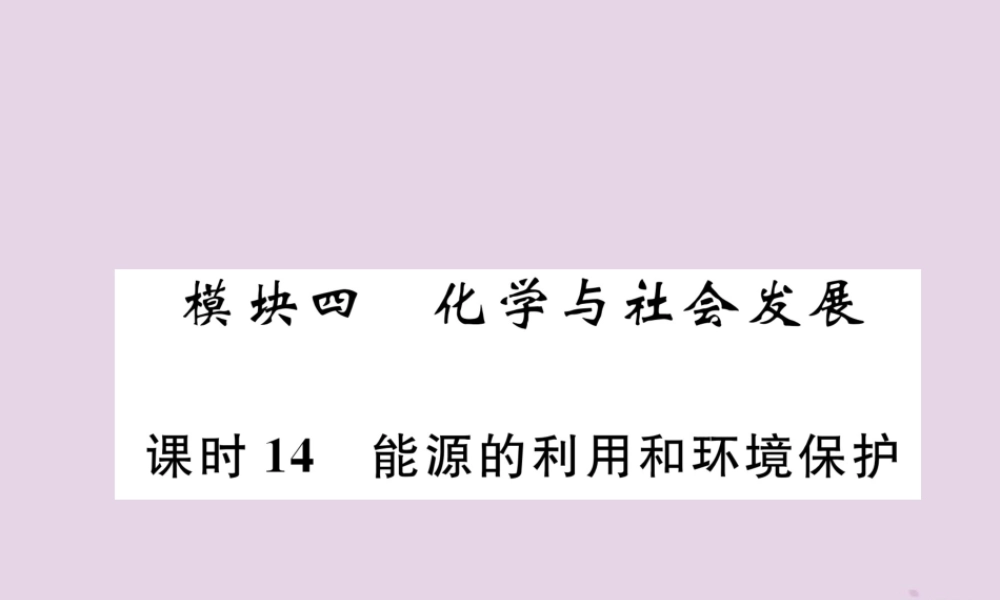 中考化学总复习 第1编 主题复习 模块4 化学与社会发展 课时14 能源的利用和环境保护(精讲)课件