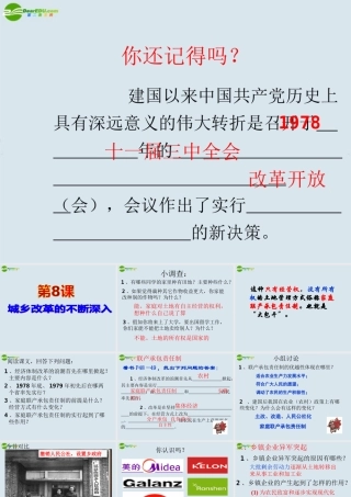 八年级历史下册 第8课(城乡改革不断深入)课件 华东师大版 课件