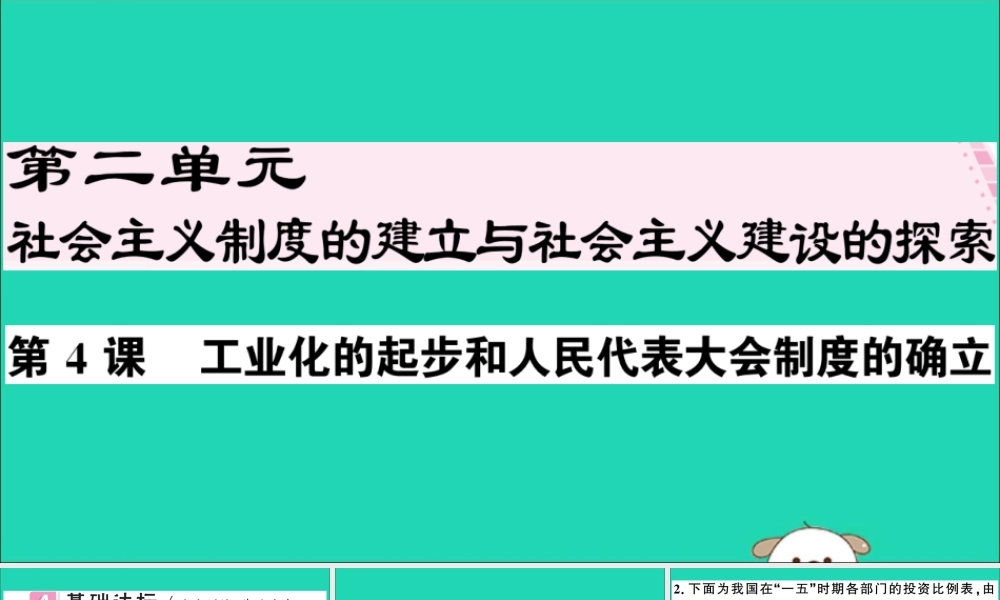 春八年级历史下册 第二单元 社会主义制度的建立与社会主义建设的探索 第4课 工业化的起步和人民代表大会制度的确立习题课件 新人教版 课件