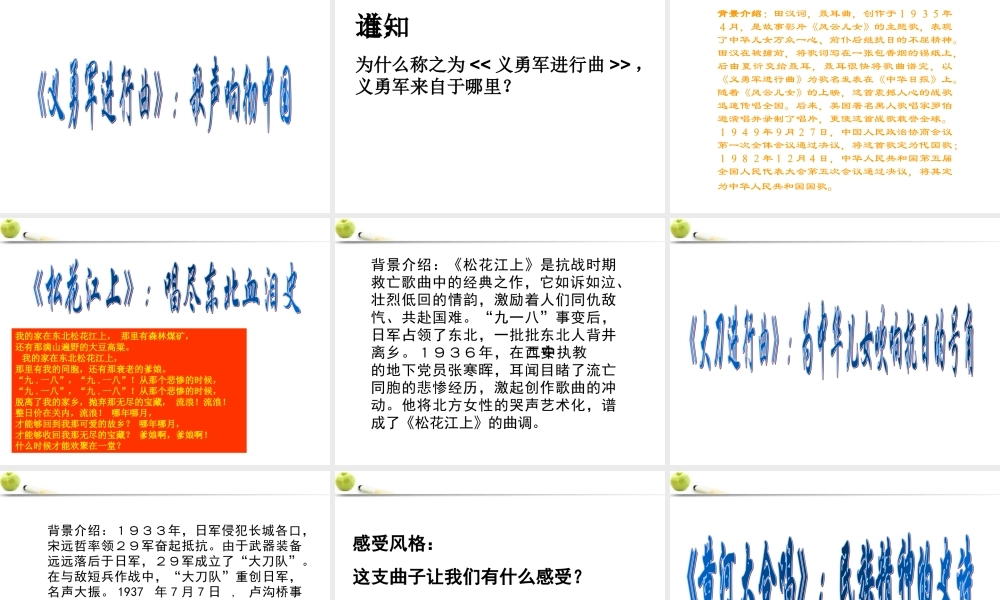 八年级历史上册 抗战歌曲联唱-----历史的回响课件  北师大版 课件