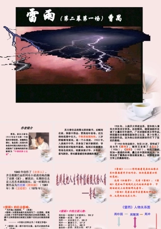 届高二语文 2.1(雷雨)同步备课课件 苏教版必修4 课件