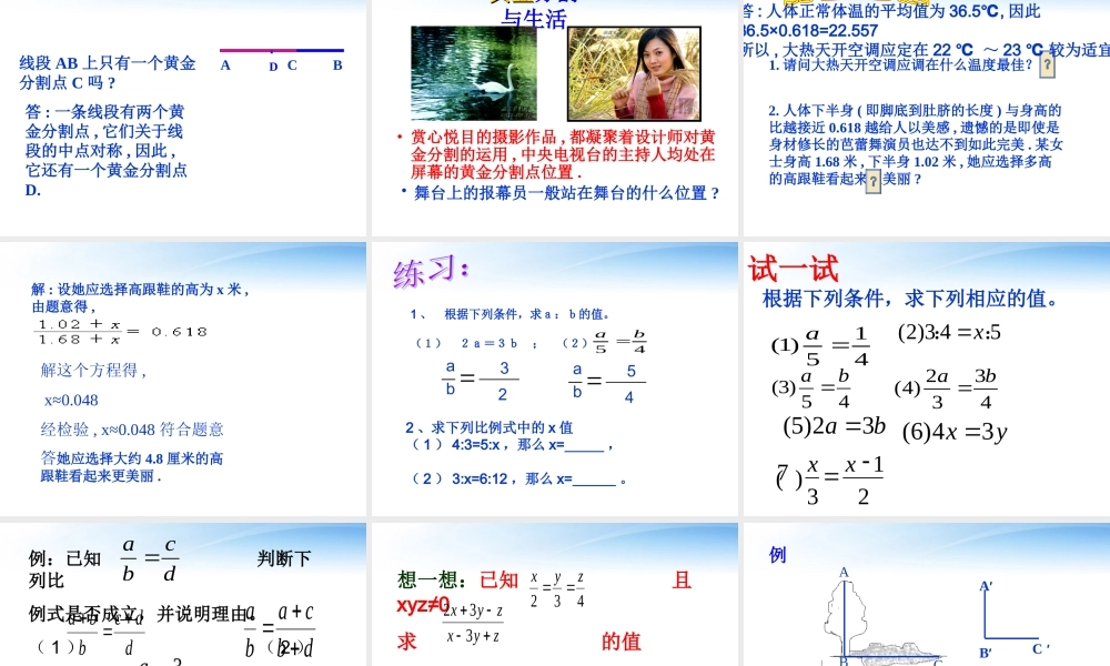 九年级数学上册 292比例线段课件 冀教版 课件