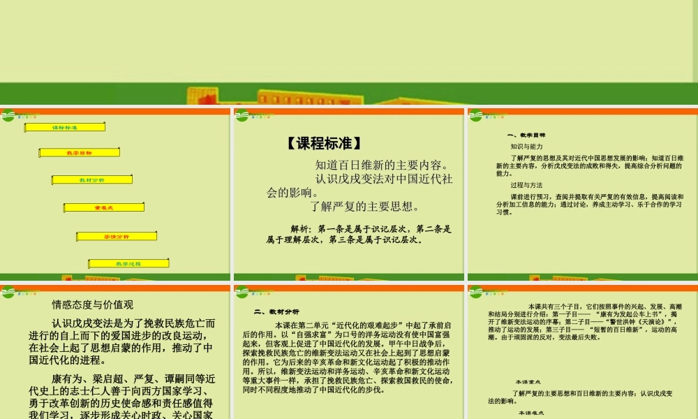 八年级历史上册 第二单元 第7课(维新变法运动)教学课件 人教新课标版 课件