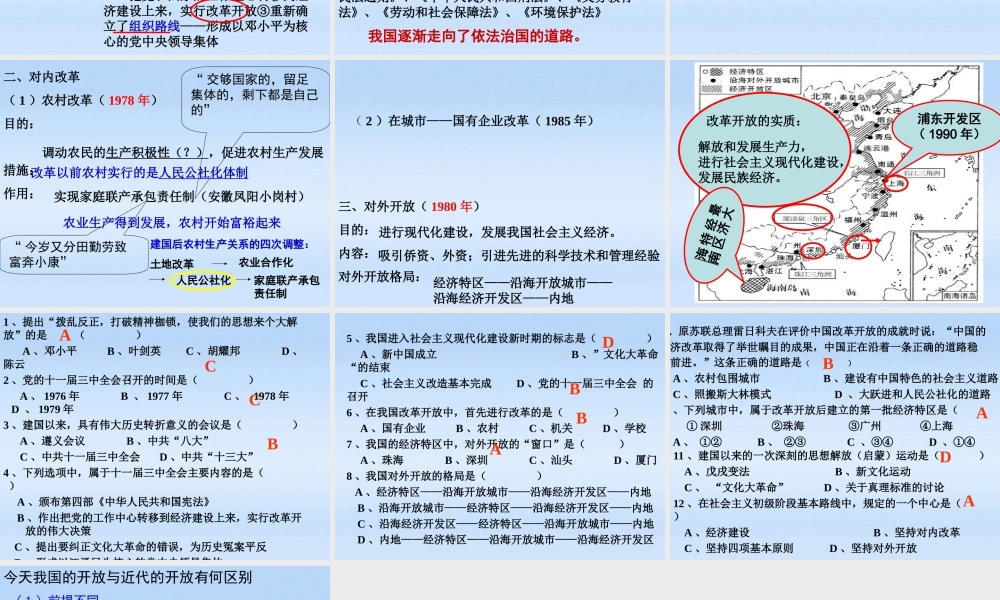 八年级历史下册 中国现代史专题复习课件 人教新课标版 课件