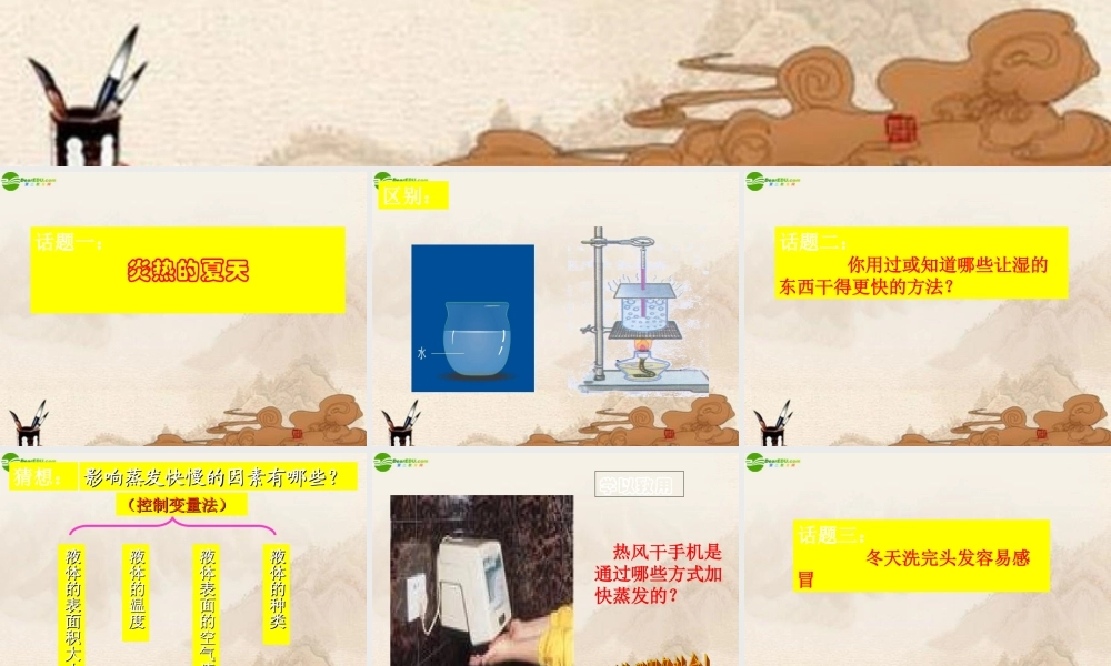 八年级物理上册 汽化—蒸发课件 北师大版 课件