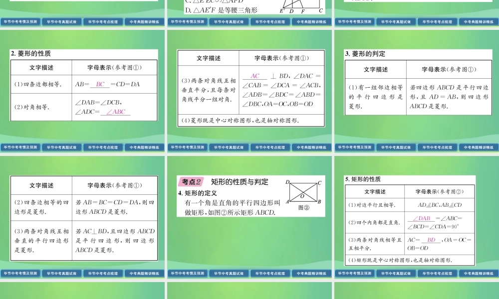 中考数学复习 第4章 图形的性质 第18课时 菱形、矩形、正方形(精讲)课件