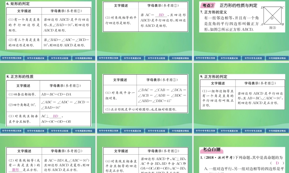 中考数学复习 第4章 图形的性质 第18课时 菱形、矩形、正方形(精讲)课件