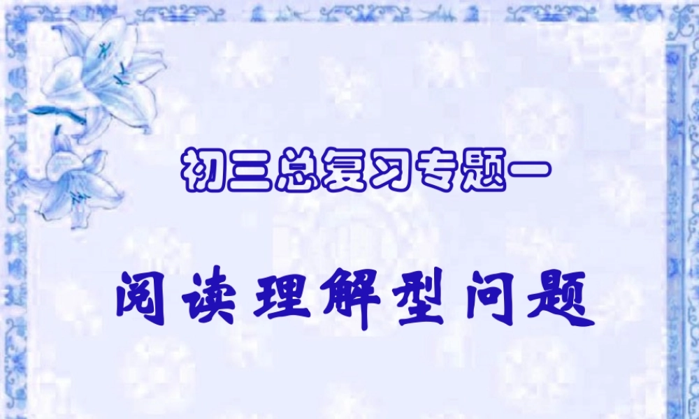 初三数学总复习专题一阅读理解型问题 试题