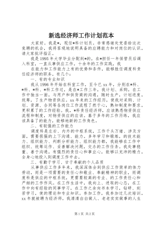 新选经济师工作计划范本