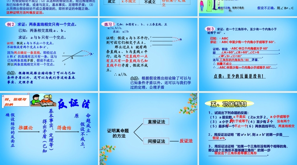 八年级数学下册 4.6 反证法课件 (新版)浙教版 课件