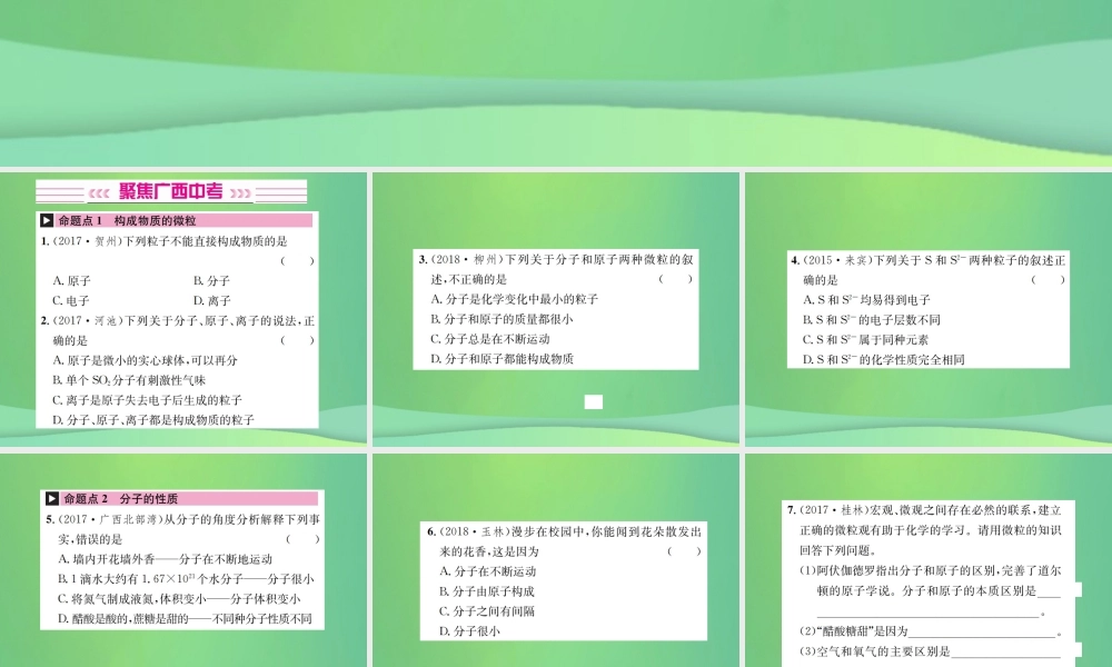 中考化学总复习 教材考点梳理 第3单元 物质构成的奥秘课件