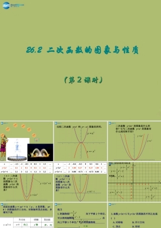九年级数学下册 262 二次函数的图象与性质(第2课时)课件 (新版)华东师大版 课件