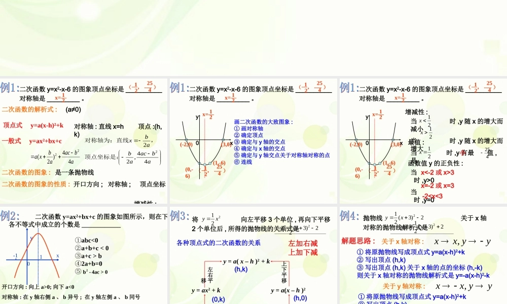 九年级数学下册(第二十六章二次函数)复习课件 新人教版 课件