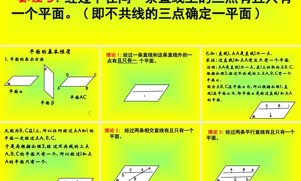 平面的基本性质 ppt课件1 人教版高二数学立体几何之平面的基本性质[整理二套] 人教版高二数学立体几何之平面的基本性质[整理二套]