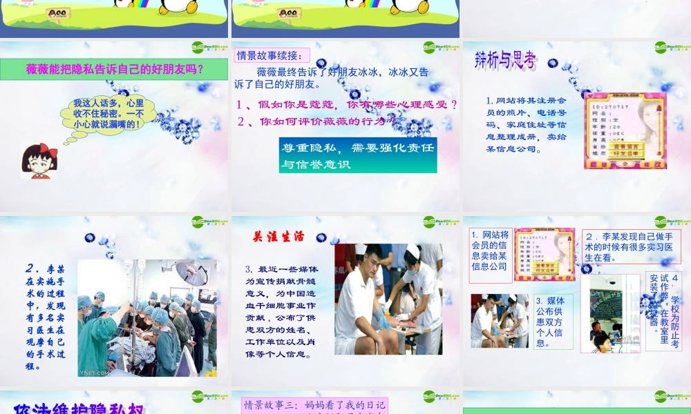 八年级政治下册 第五课(隐私受保护)第二框课件 人教新课标版 课件