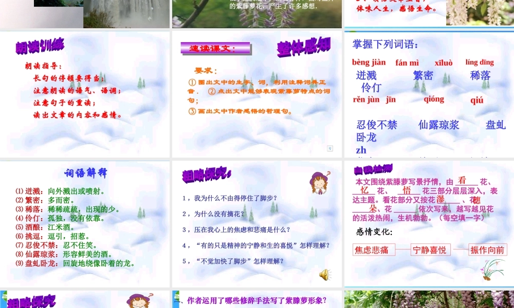 七年级语文上册 第一单元第4课(紫藤萝瀑布)课件 人教新课标版 课件