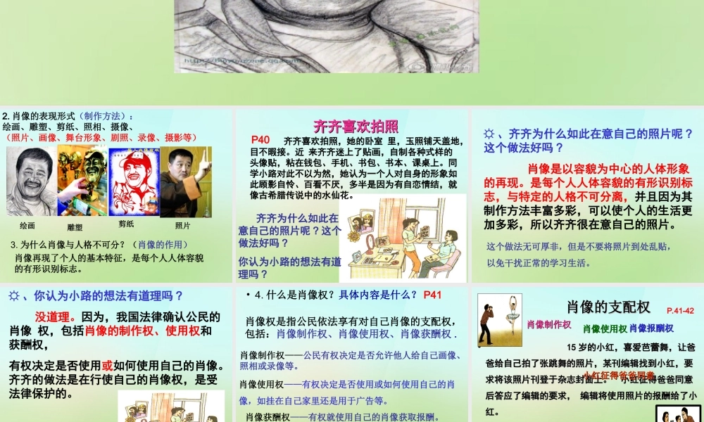八年级政治下册 2.4.2 肖像和姓名中的权利课件2 新人教版 课件