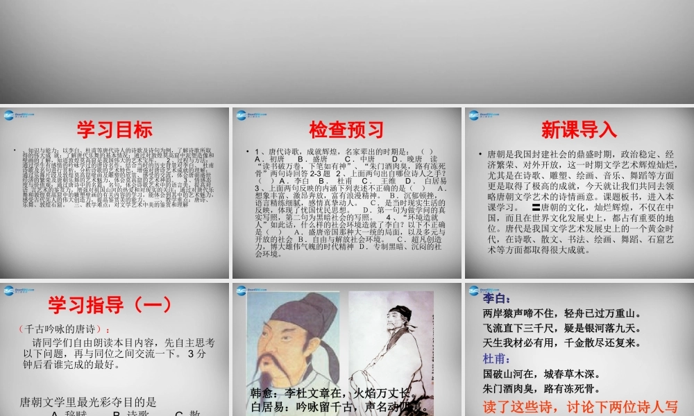 中学七年级历史下册 第8课 璀璨的文学艺术课件 北师大版 课件