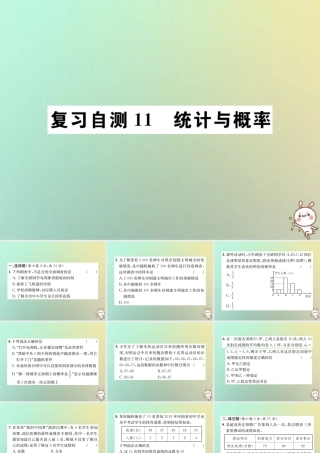 九年级数学下册 复习自测11 统计与概率习题课件 (新版)新人教版 课件