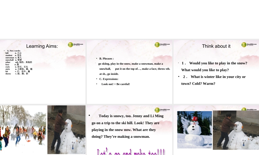 中学七年级英语下册 Lesson 42 Winter Fun课件 冀教版 课件