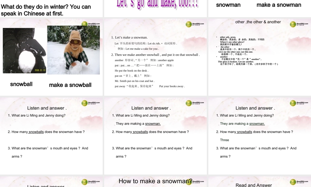 中学七年级英语下册 Lesson 42 Winter Fun课件 冀教版 课件