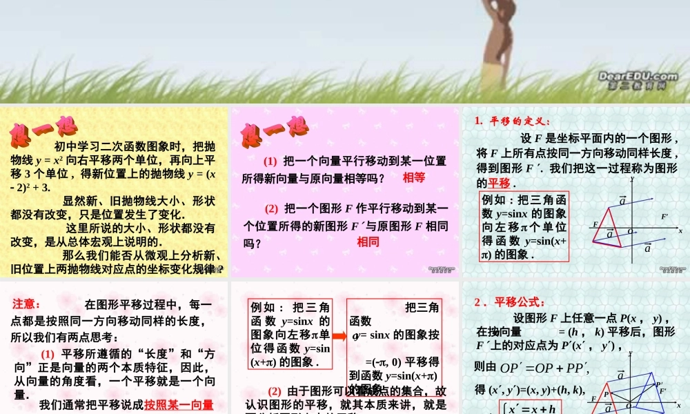 上学期北京市清华附中高一数学平移 课件