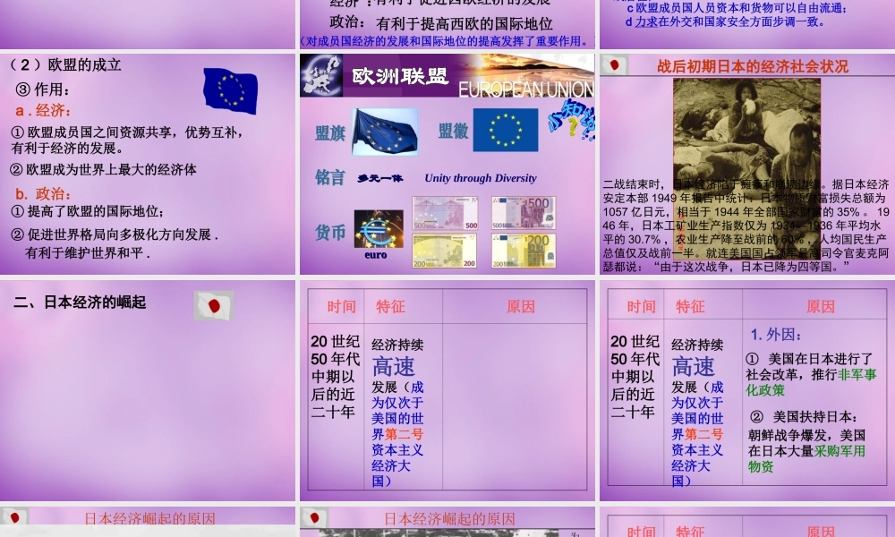 中学九年级历史下册 第9课 西欧和日本经济的发展课件 新人教版 课件